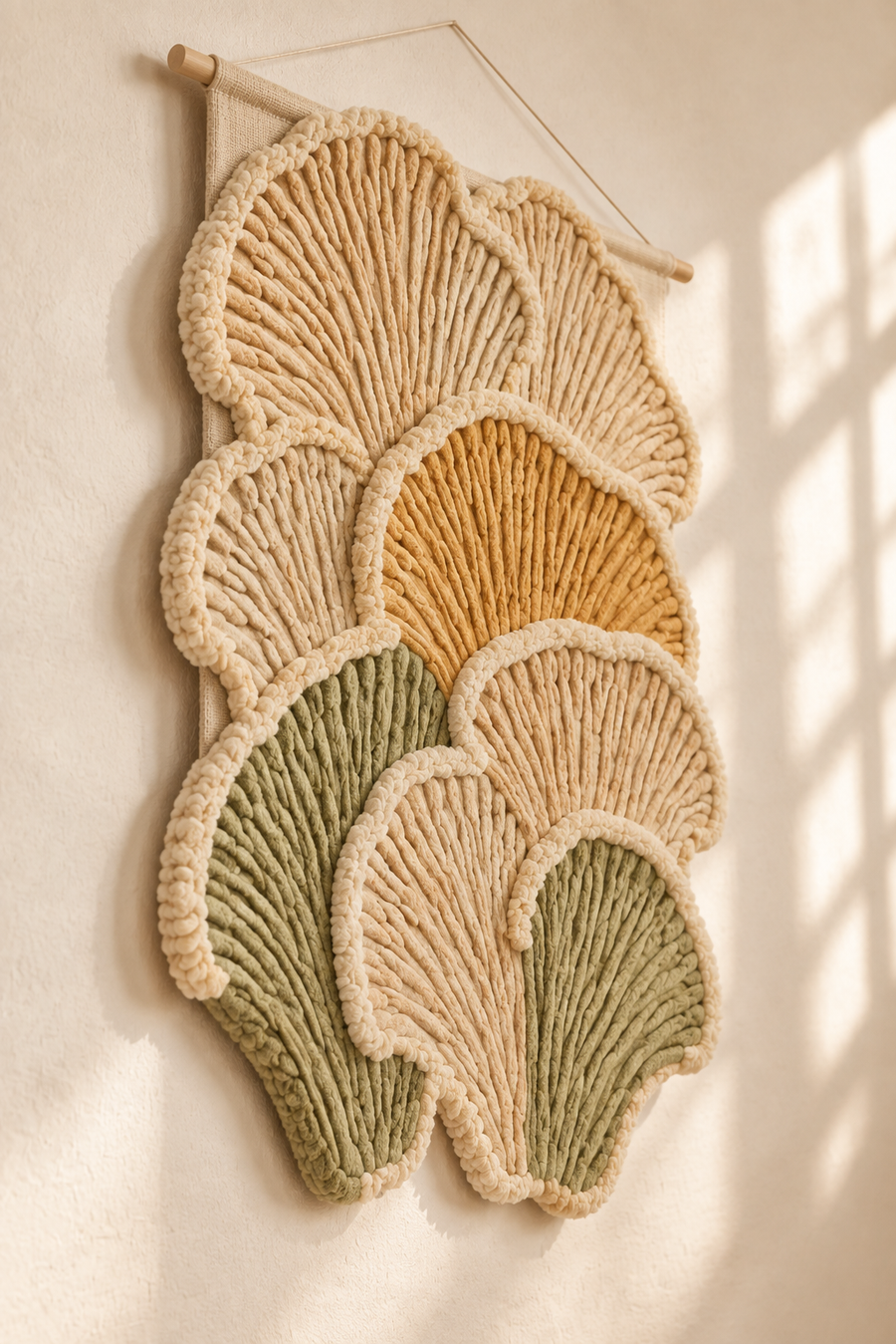 Side view of Hewn Earth Ginkgo Cascade wall art, showcasing intricate ginkgo leaf design in a natural, artistic wall decor piece.