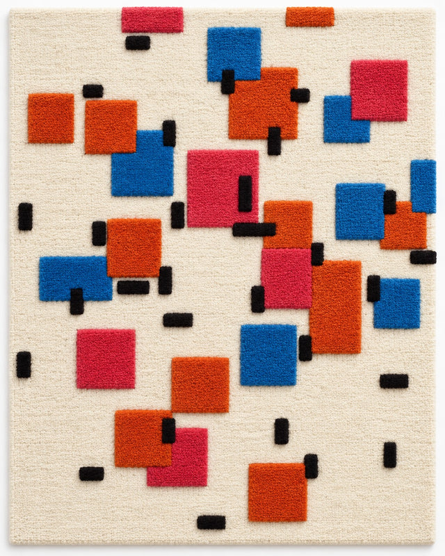 Wool artwork after Piet Mondrian