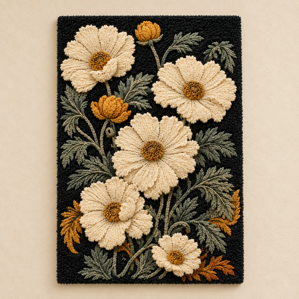 Cream Cosmos on Black · HE-0120 unframed artwork
