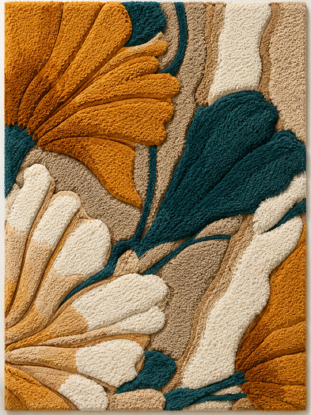 Ginkgo Ochre & Teal · HE-0180 unframed artwork