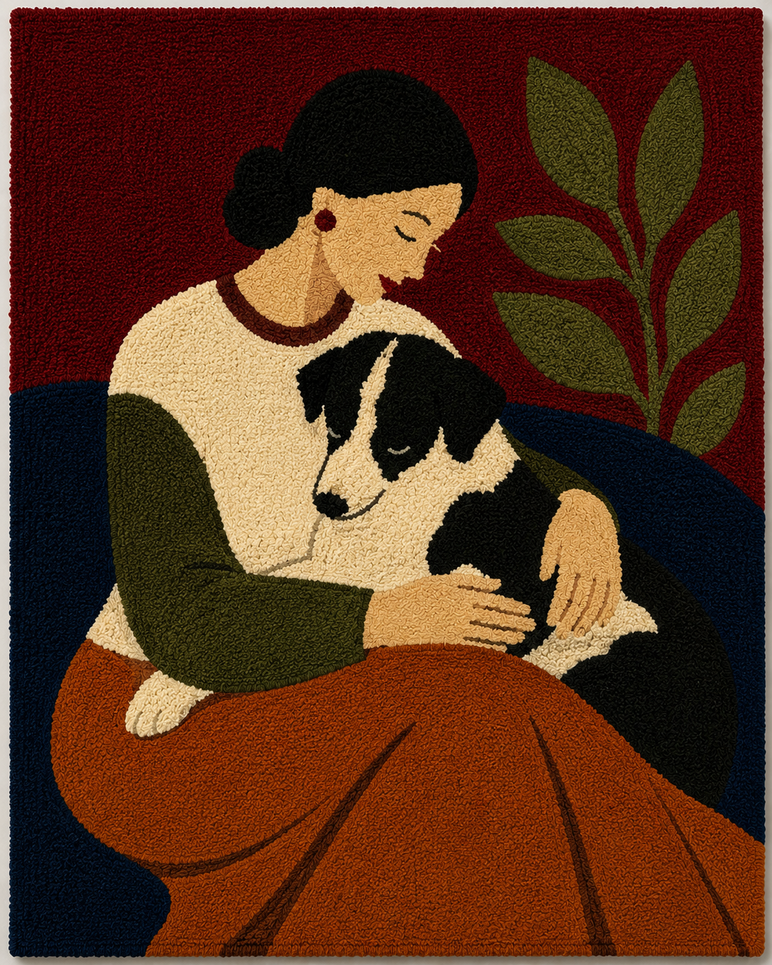 Olive Cat Embrace unframed artwork