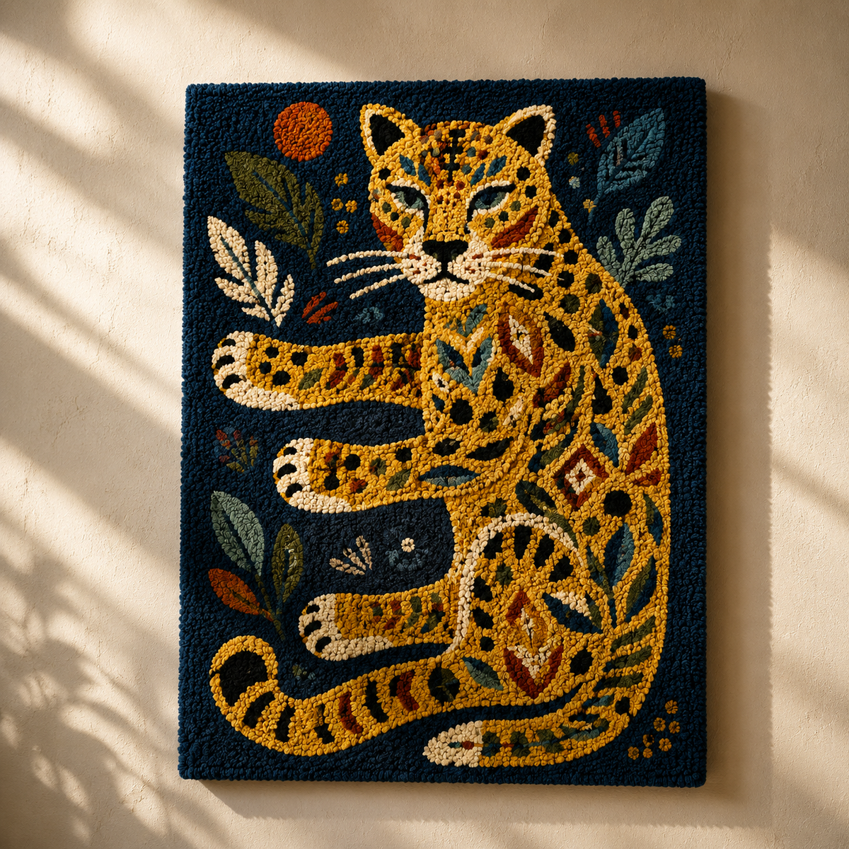 Indigo Leopard Curl unframed artwork
