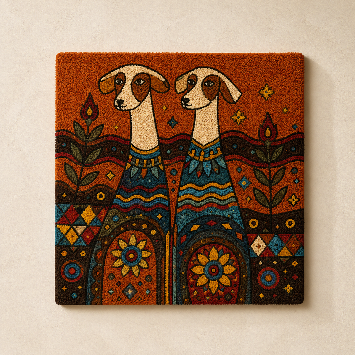 Twin Folk Hounds unframed artwork