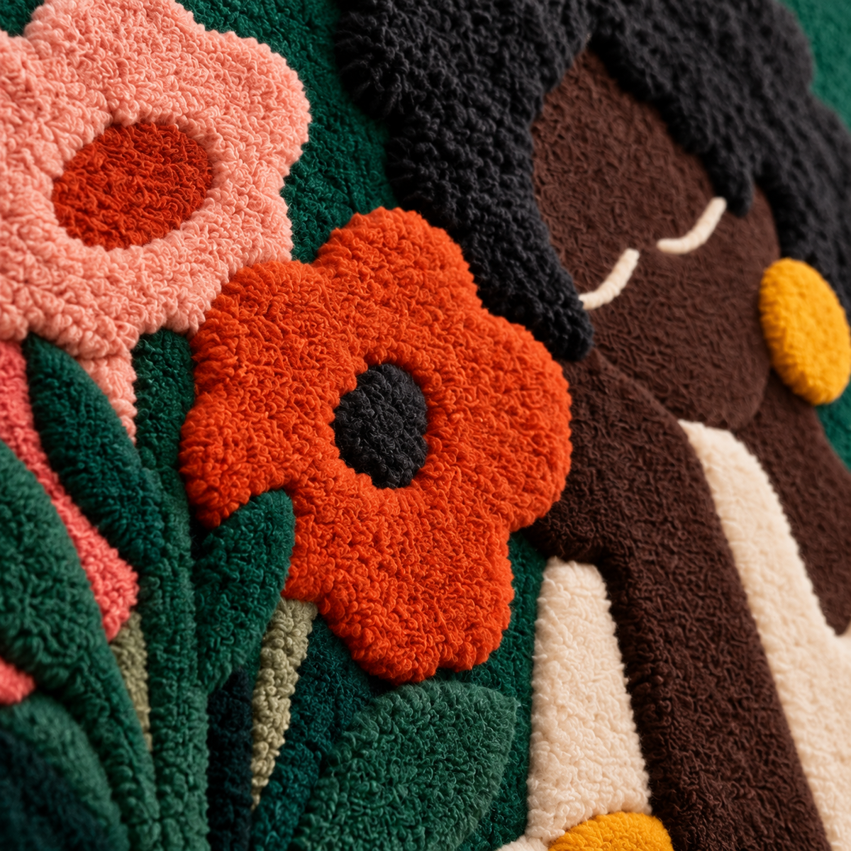 A Bouquet Held Close — tufted wool texture detail