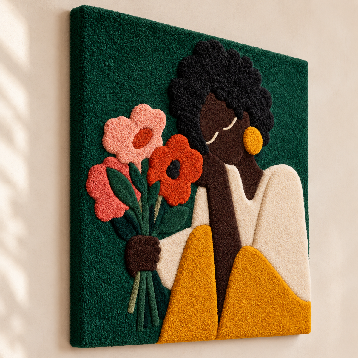 A Bouquet Held Close — angled relief view