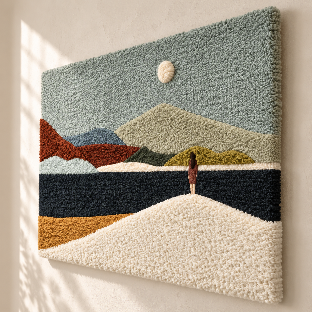 A Figure at the Quiet Shore — angled relief view