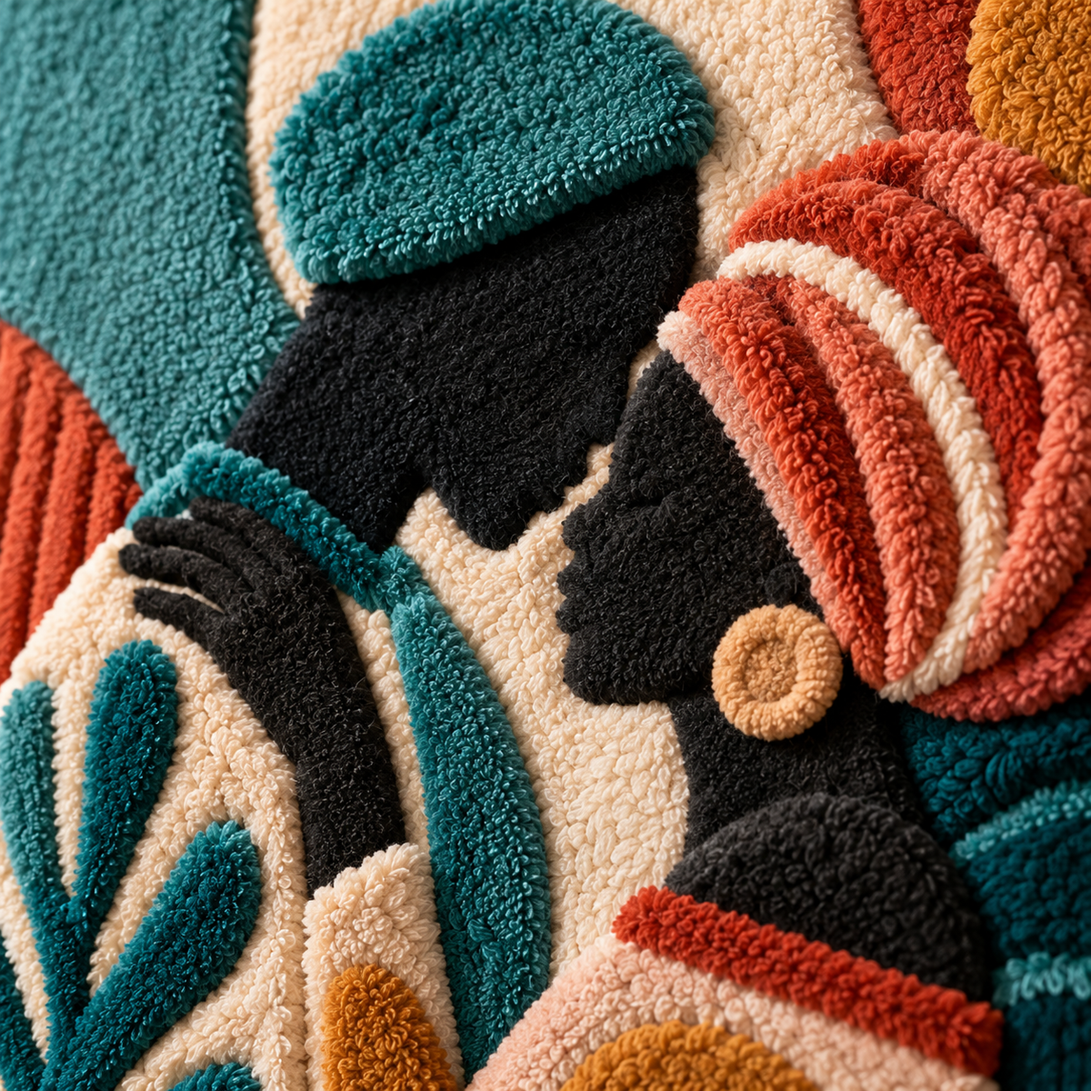 A Heart Beneath the Golden Sun — tufted wool texture detail