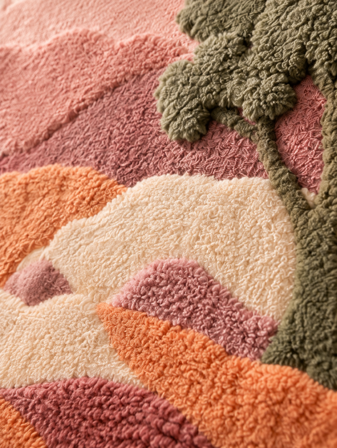 A Quiet Tree at Dusk — tufted wool texture detail