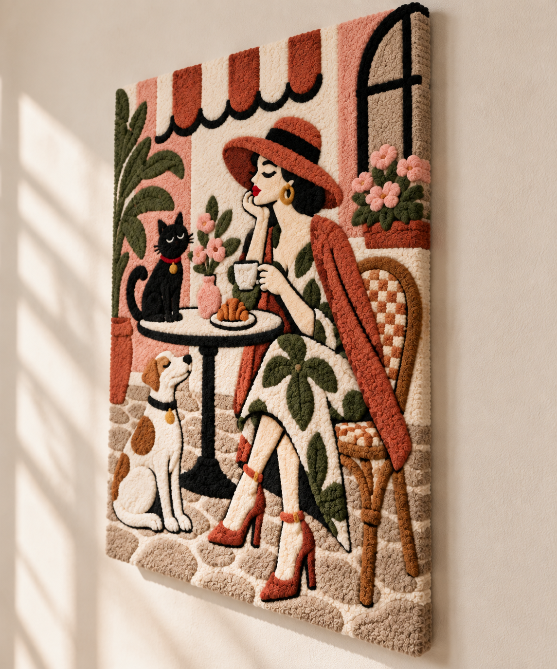 A Rose-Tinted Café Pause — angled relief view