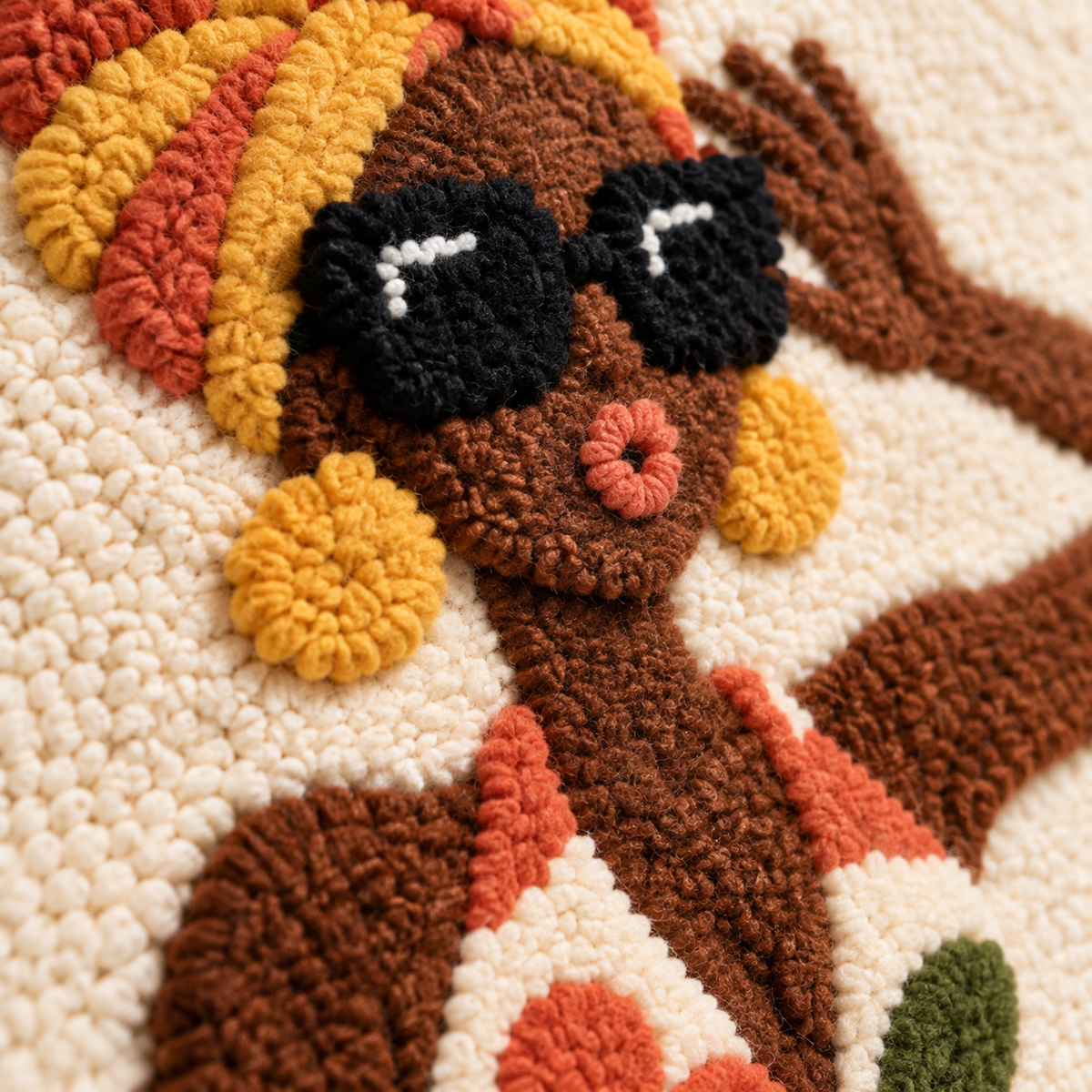 A Walk in Wildflowers — tufted wool texture detail