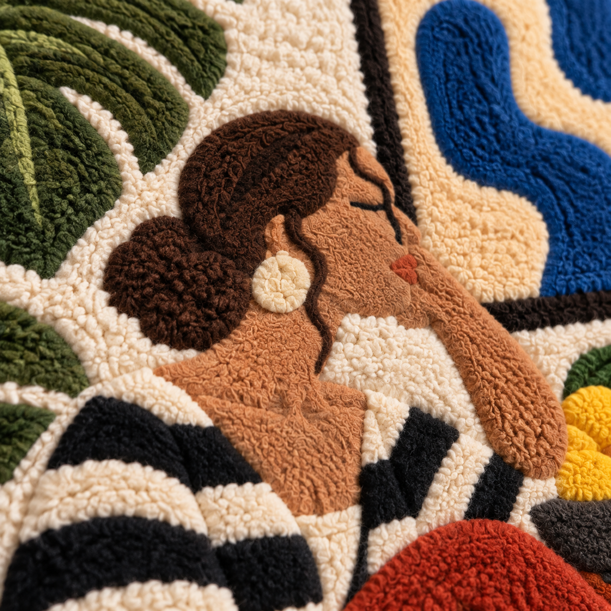 Afternoon with a Black Cat — tufted wool texture detail
