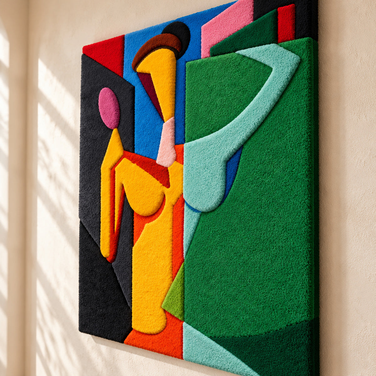 Donna alla blusa gialla after Alberto Magnelli — angled relief view