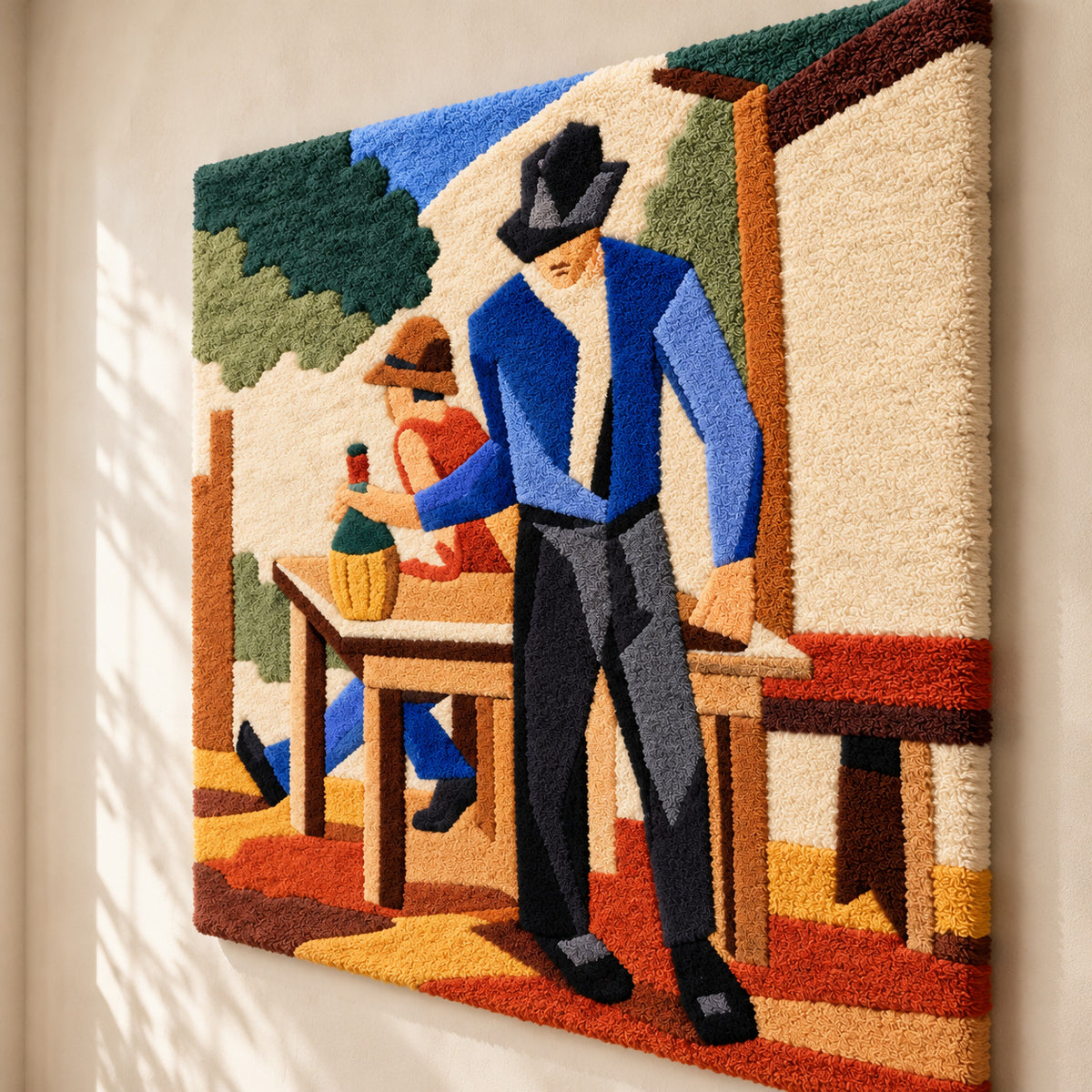 Farmers at Table after Alberto Magnelli — angled relief view