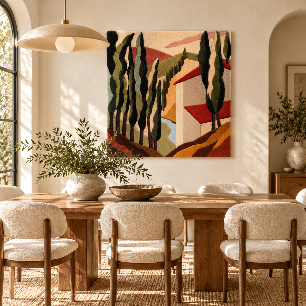 Tuscan Landscape after Alberto Magnelli — room setting