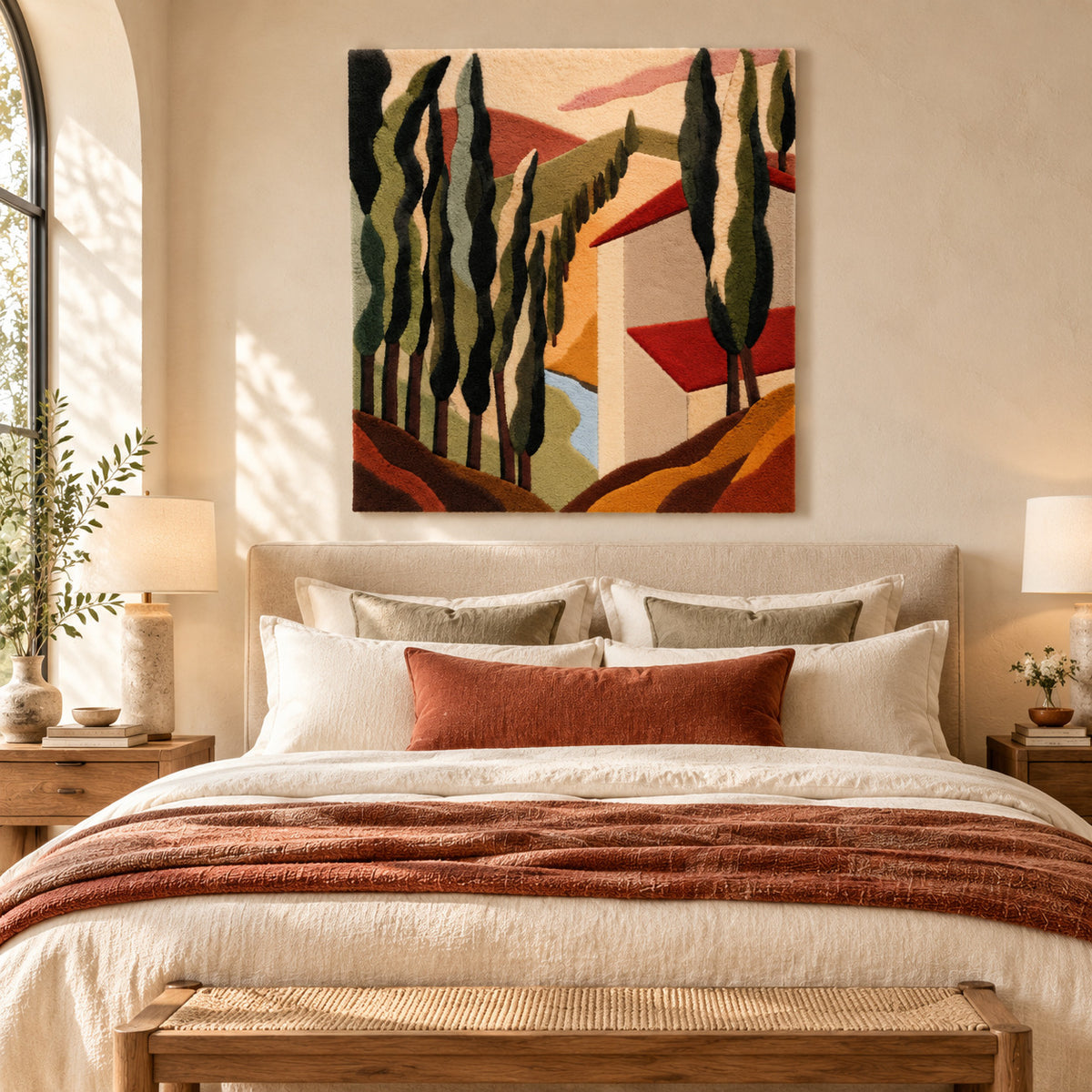 Tuscan Landscape after Alberto Magnelli — room setting