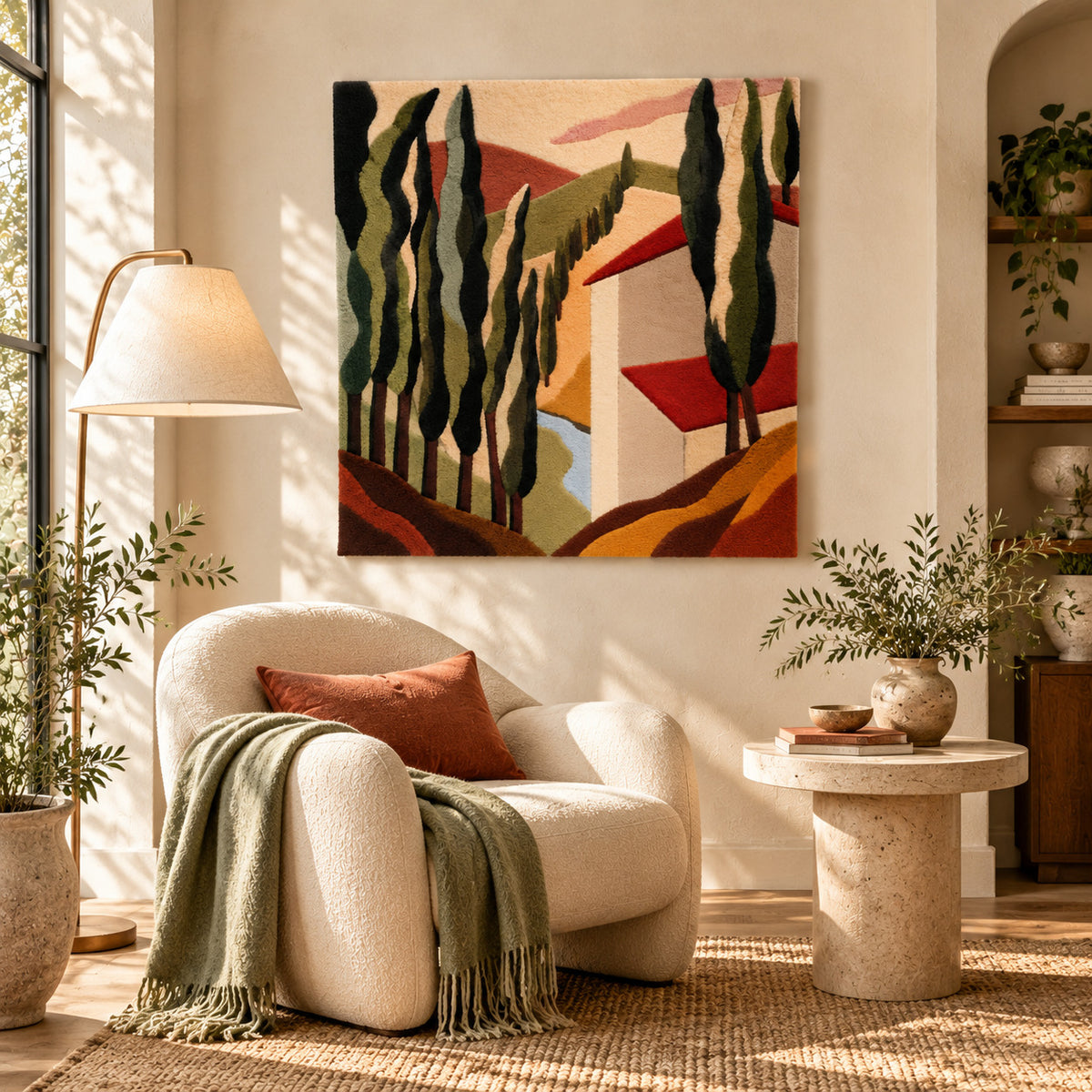 Tuscan Landscape after Alberto Magnelli — room setting