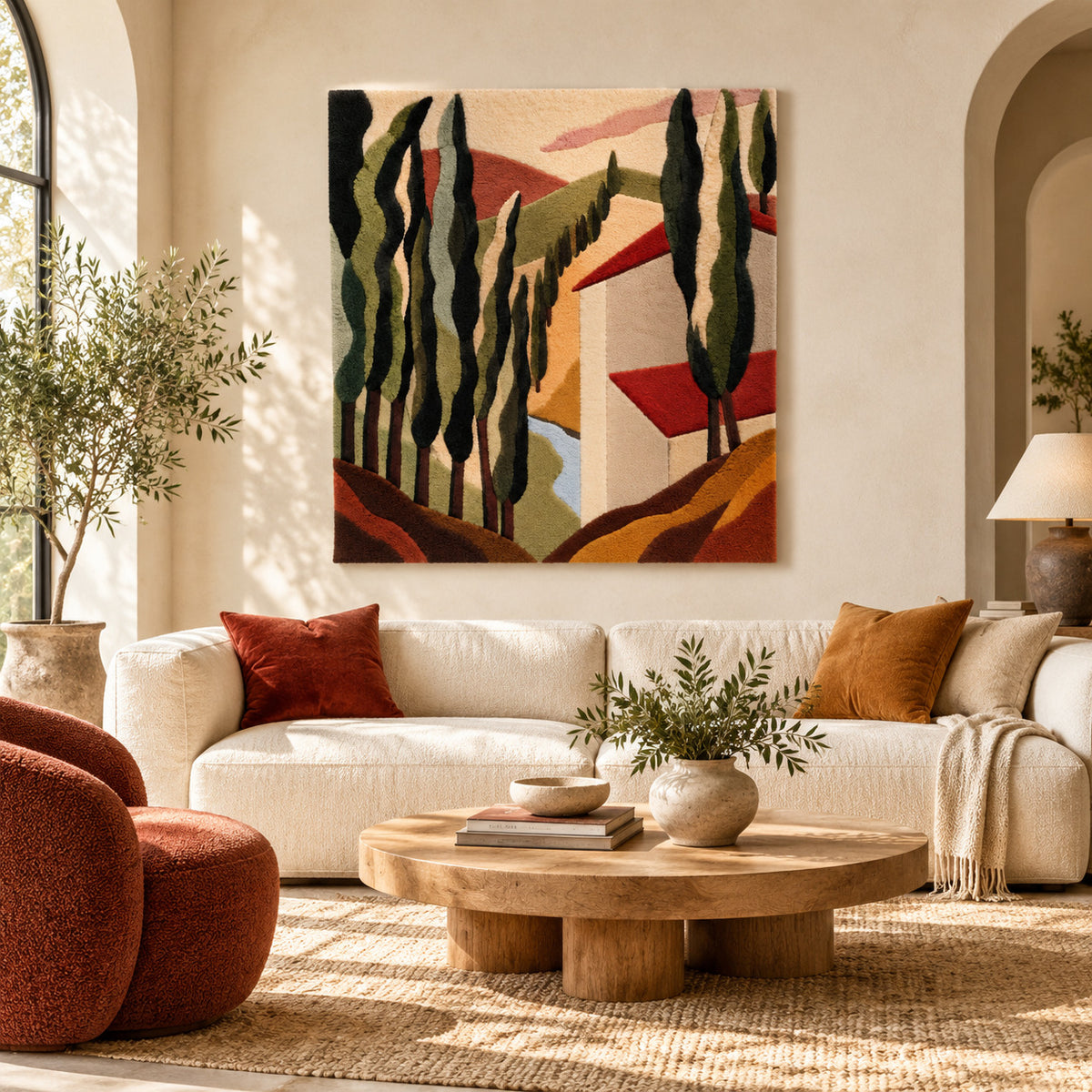 Tuscan Landscape after Alberto Magnelli — room setting