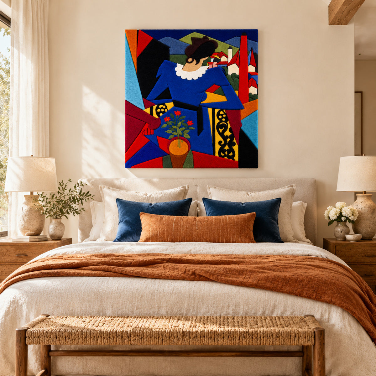 Woman on a Balcony after Alberto Magnelli — room setting