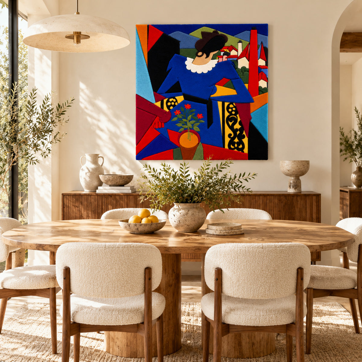 Woman on a Balcony after Alberto Magnelli — room setting