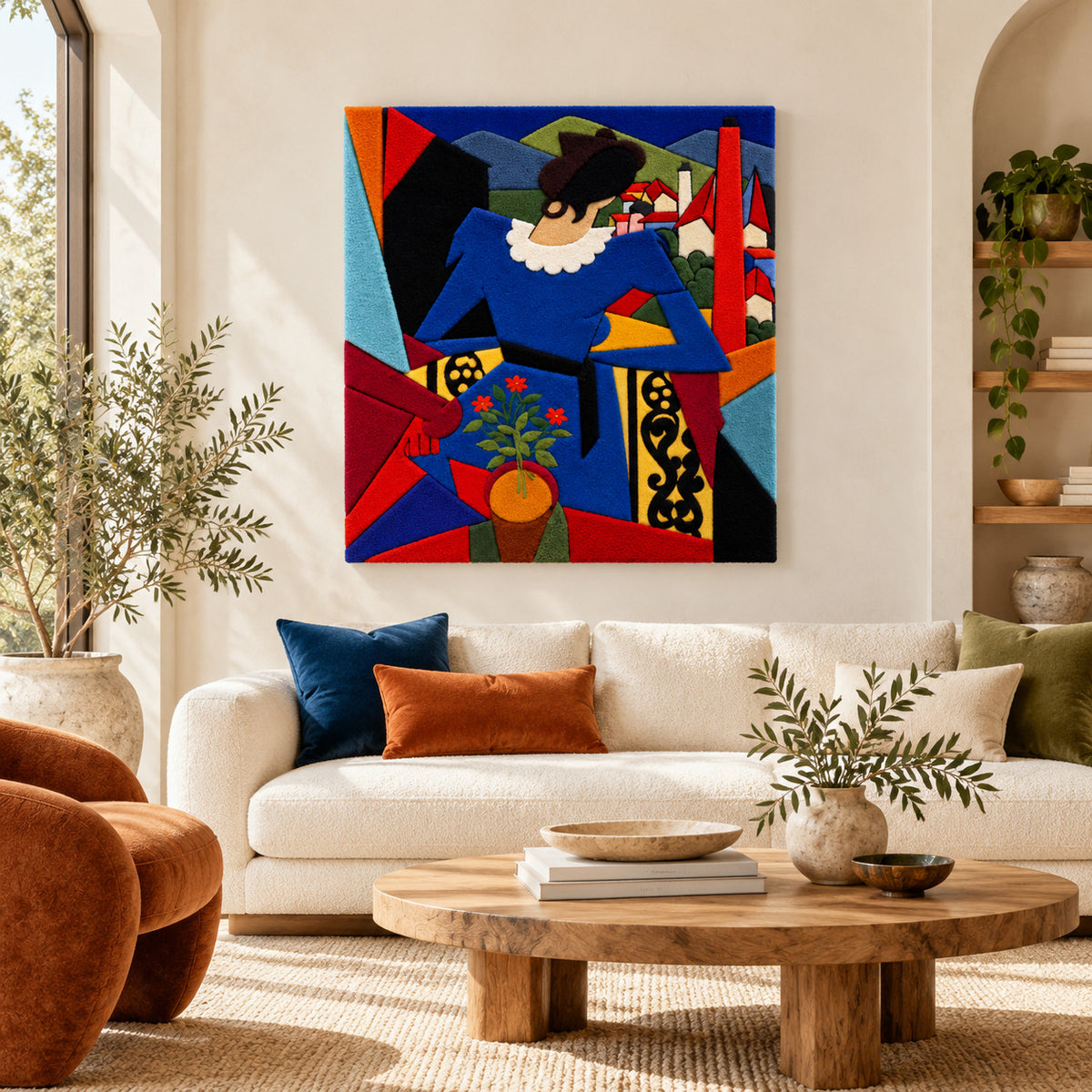 Woman on a Balcony after Alberto Magnelli — room setting