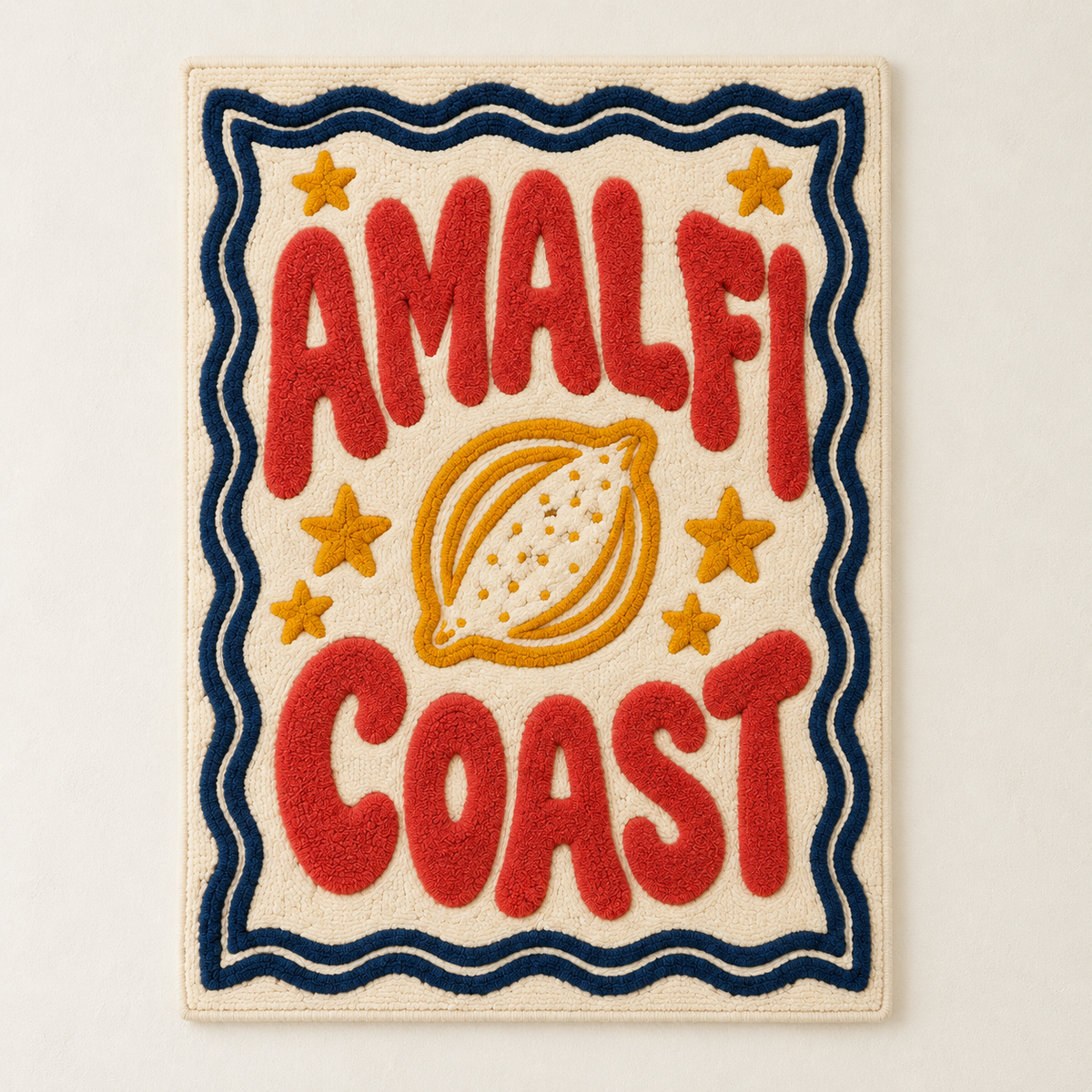 Hewn Earth Amalfi Lemon Lettering wall art featuring hand-painted lemon and script design on a light background.