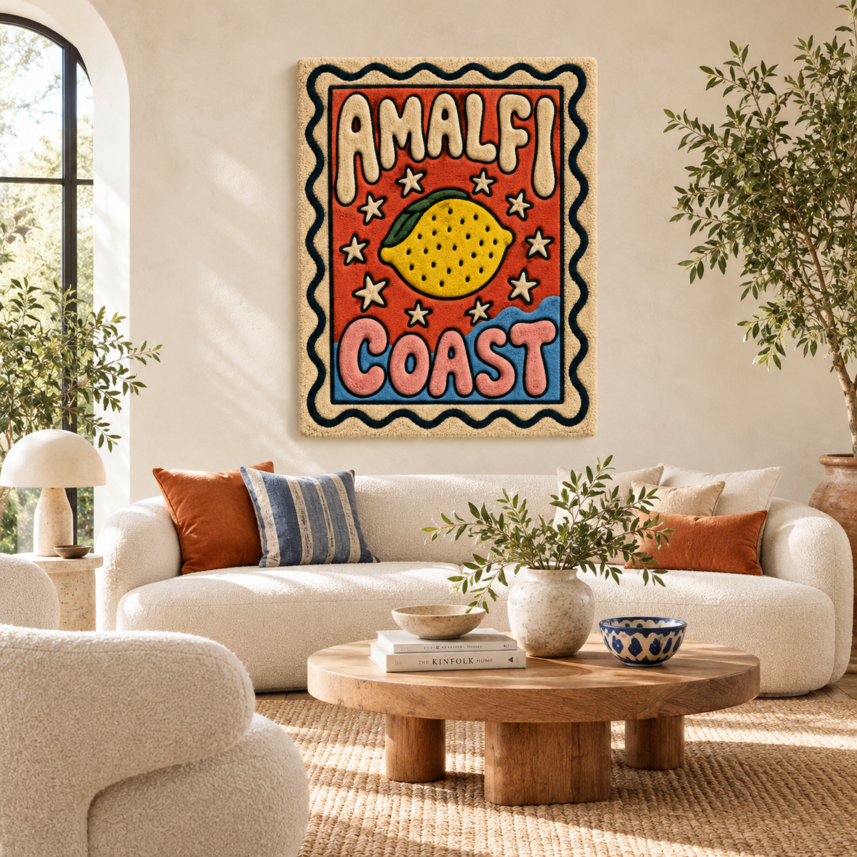 Hewn Earth Amalfi Lemon Postcard wall art featuring a vibrant lemon illustration, ideal for brightening any room decor.