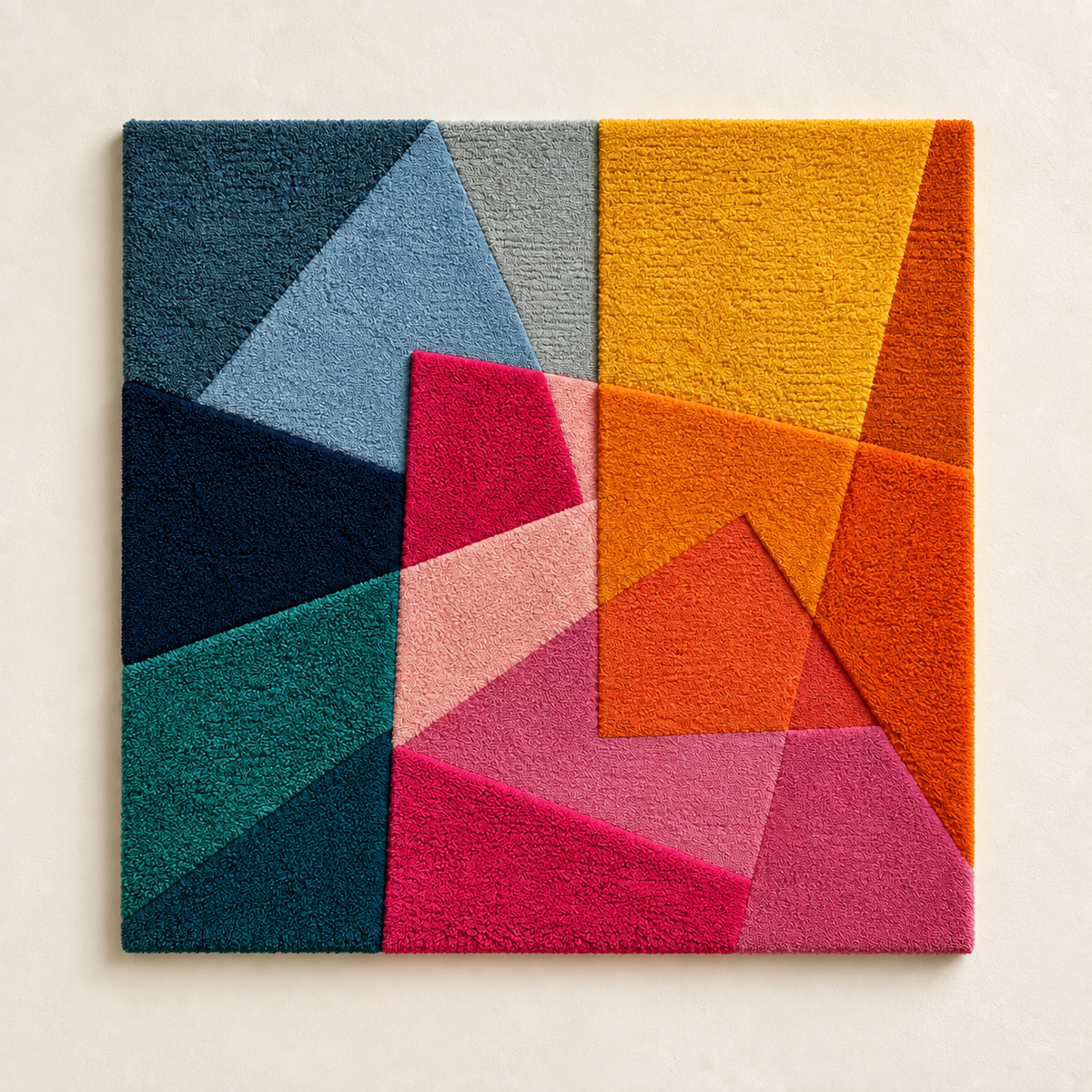 Hewn Earth Amber and Rose Prism Dance wall art featuring vibrant amber and pink hues with geometric prism design.