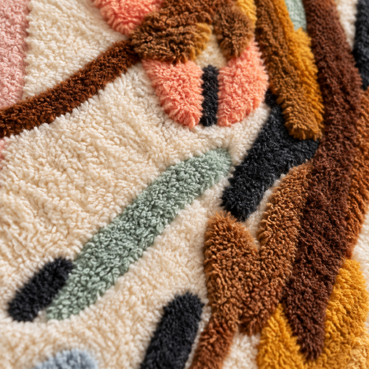 Amber Branch Gestures — tufted wool texture detail