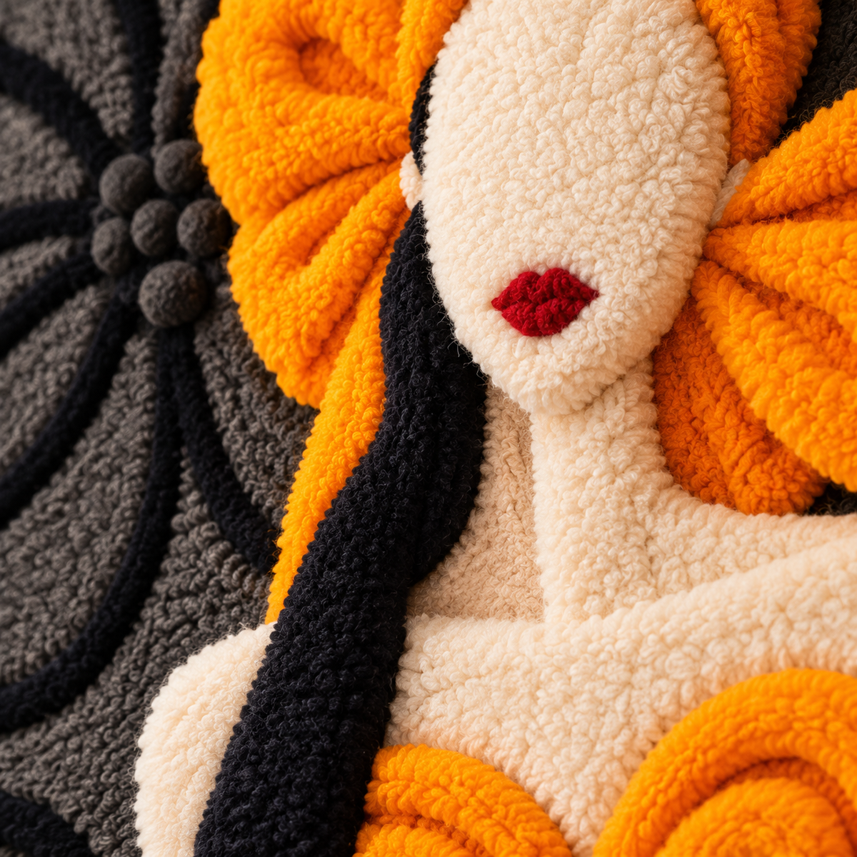 Amber Gown at Midnight — tufted wool texture detail