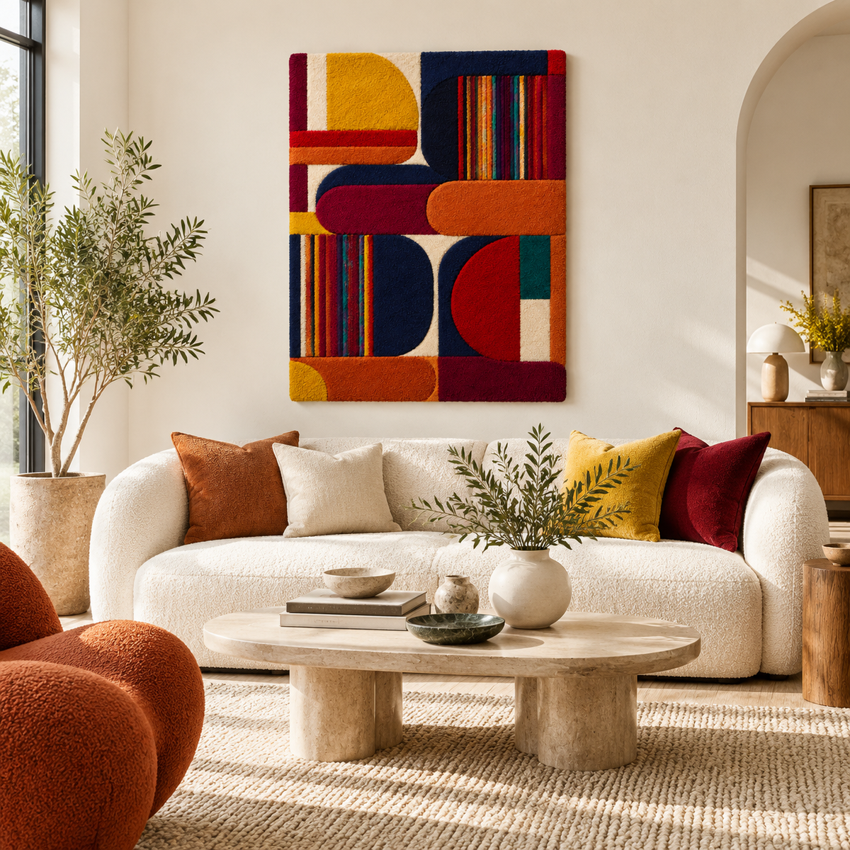Amber Stripes and Arches — front-facing room scene