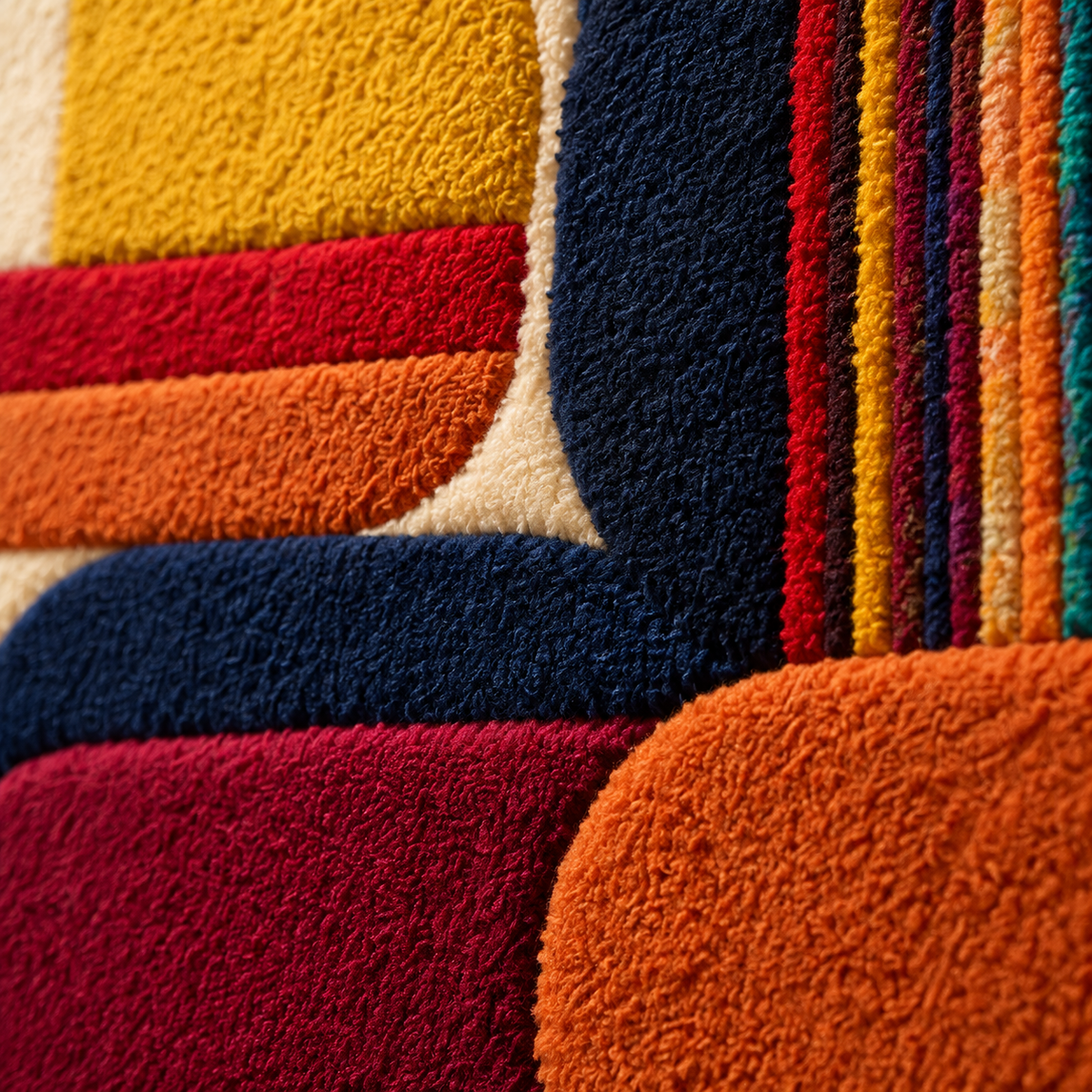 Amber Stripes and Arches — tufted wool texture detail
