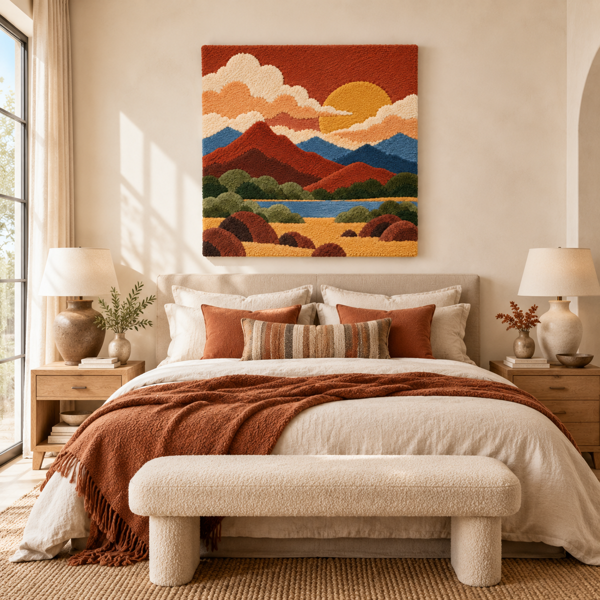Amber Sun over Layered Peaks — room setting 2