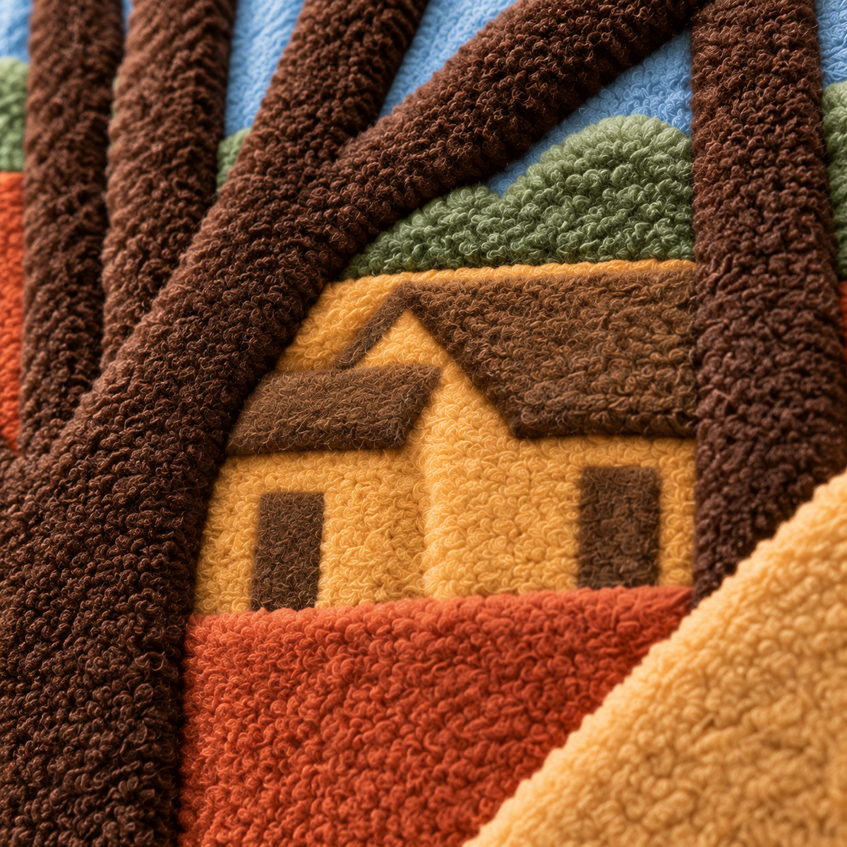 Amber Woodland Path — tufted wool texture detail