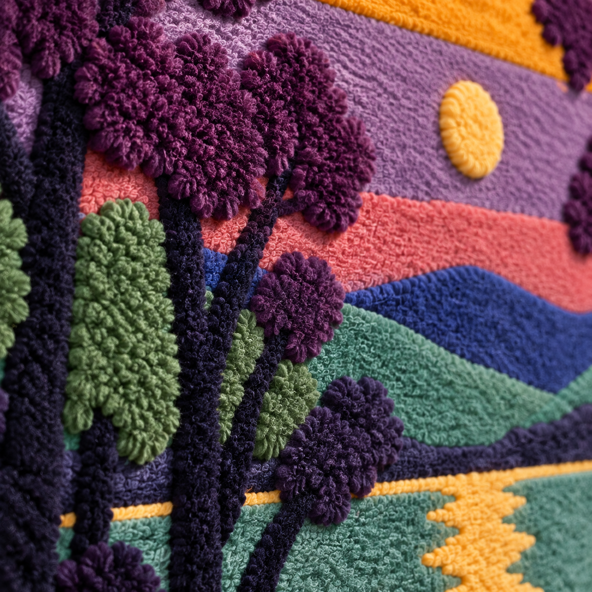 Amethyst Lake at Sundown — tufted wool texture detail