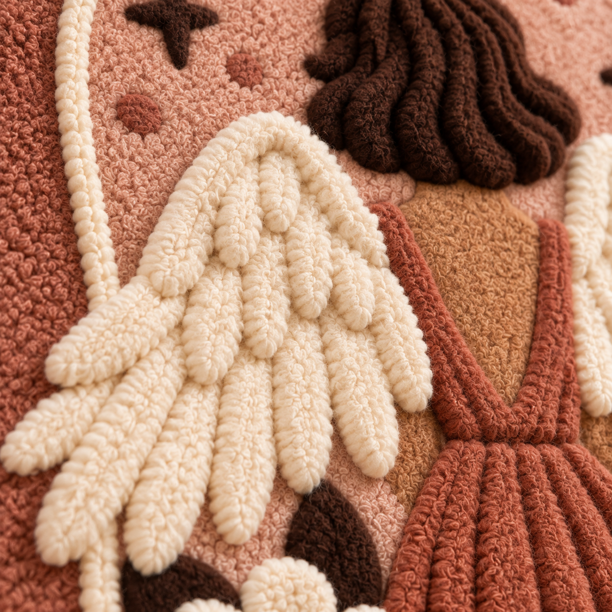 Angel of the Blush Garden — tufted wool texture detail