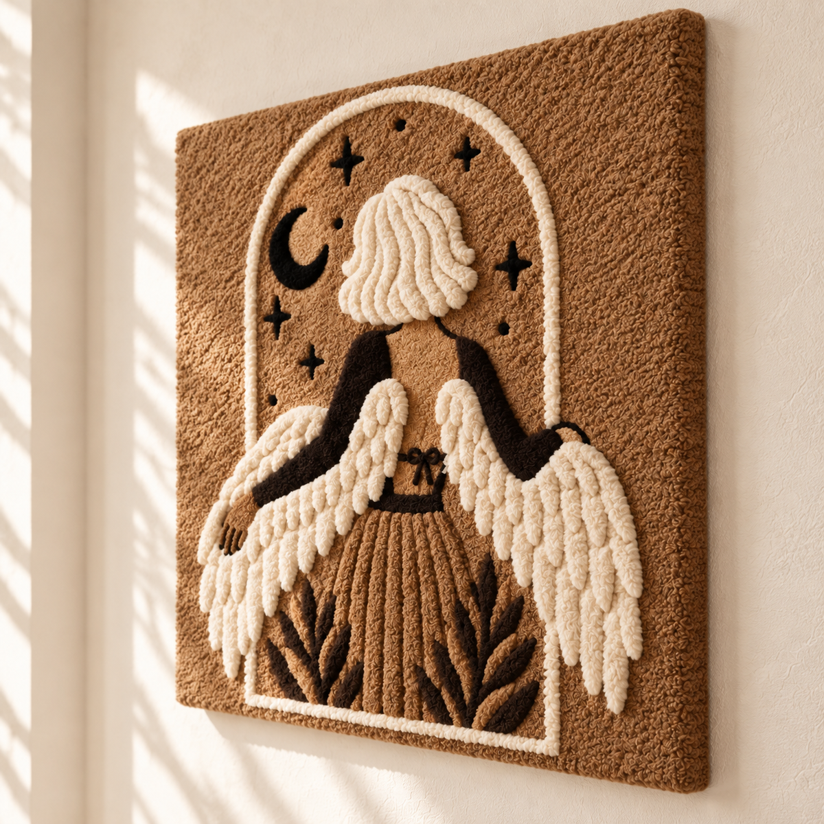 Angel Under a Crescent Moon — angled relief view
