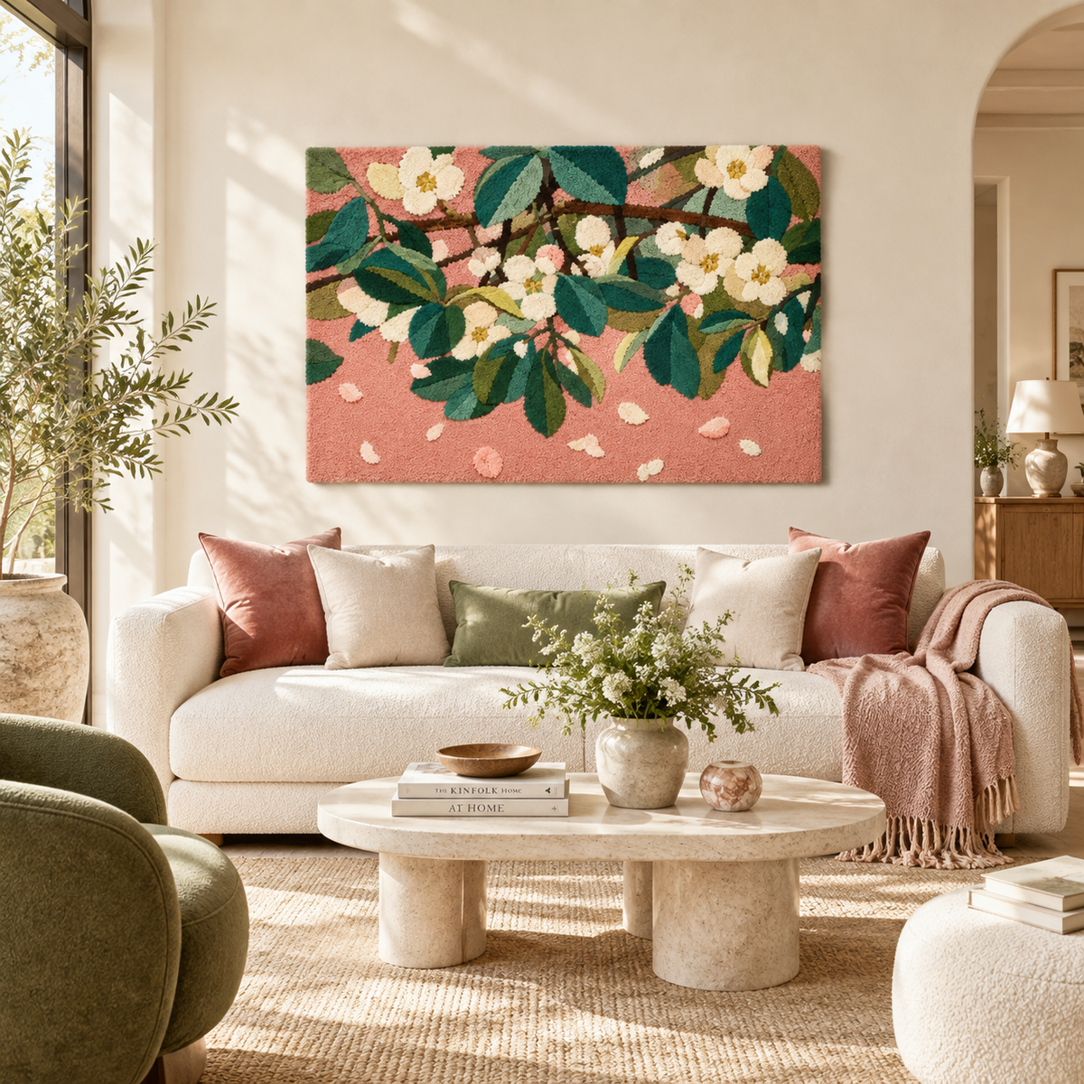Apple Blossom Confetti — front-facing room scene