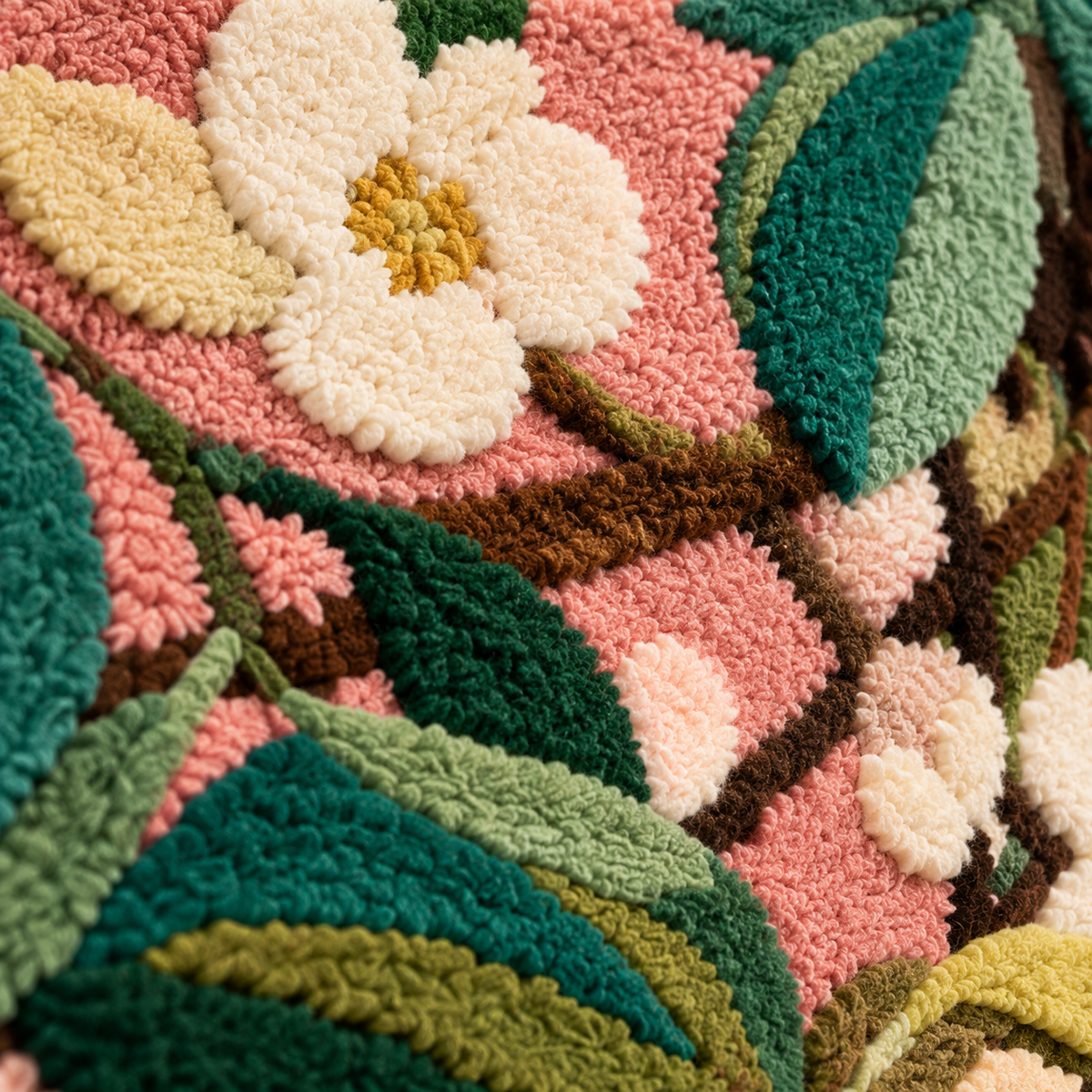 Apple Blossom Confetti — tufted wool texture detail