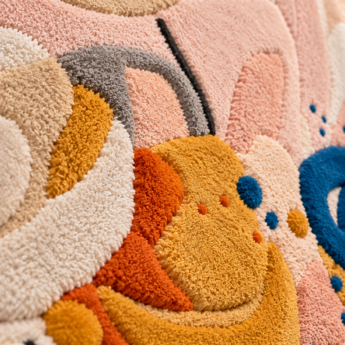 Apricot Cloud Gathering — tufted wool texture detail