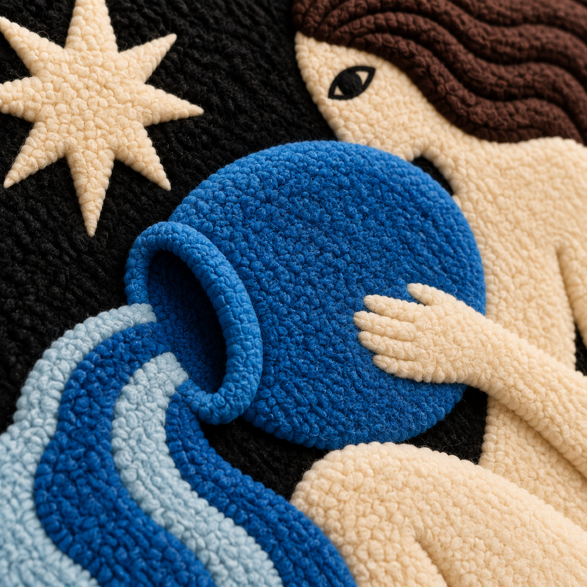 Aquarius Water Bearer — tufted wool texture detail