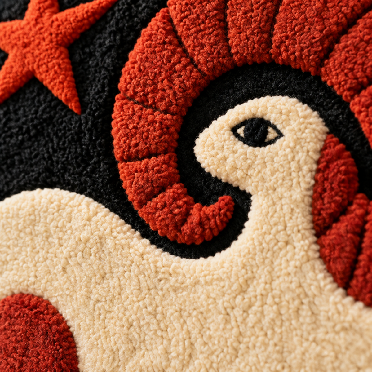 Aries Scarlet Spiral — tufted wool texture detail