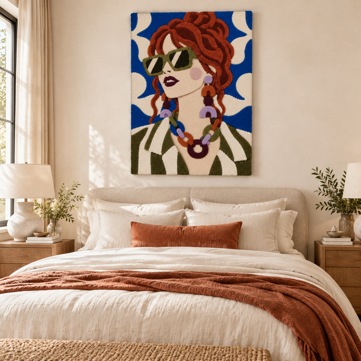 Auburn Curls and Olive Frames — room setting