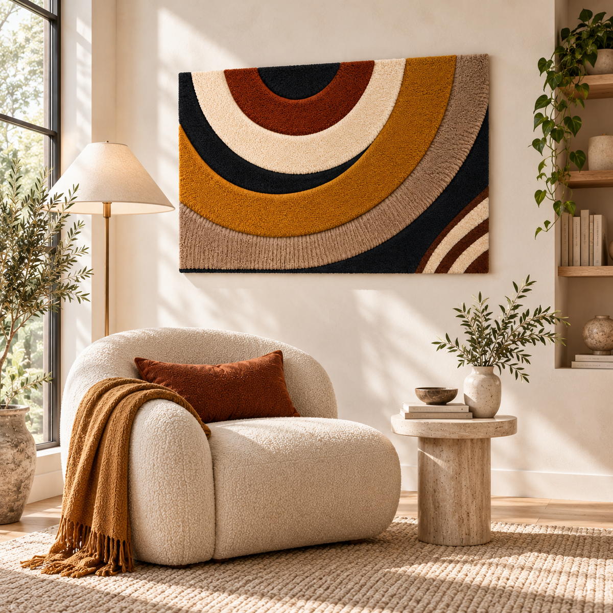 Hewn Earth Autumn Arc Cascade wall art featuring vibrant autumn leaves and cascading design for home decor.