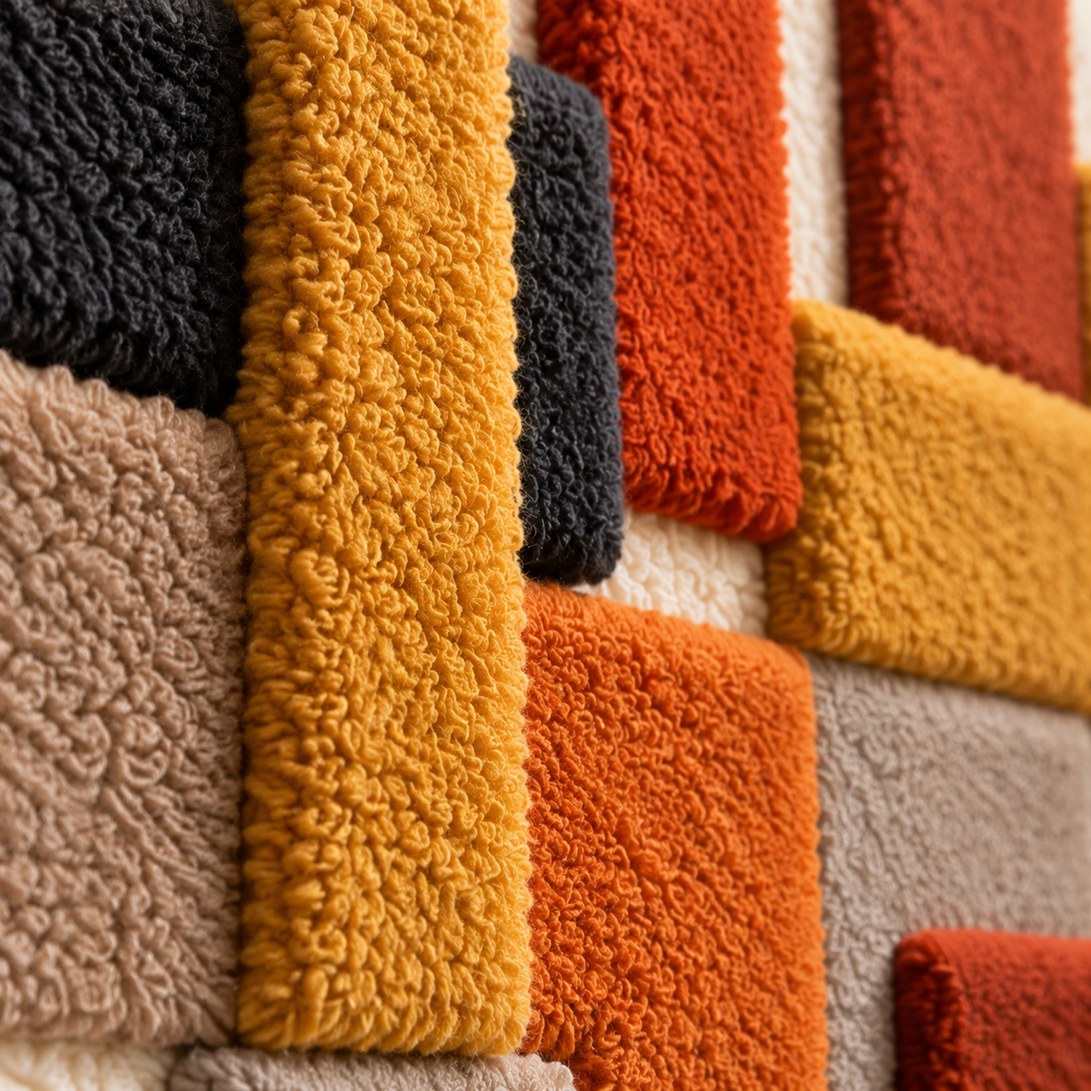 Close-up of Hewn Earth Autumn Bars Vertical Counterpoint wall art showcasing warm autumn leaf patterns and textured details