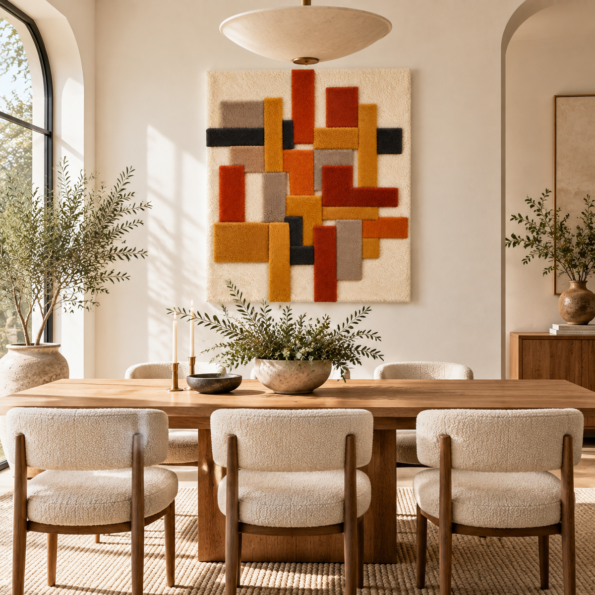 Hewn Earth Autumn Bars in Vertical Counterpoint wall art featuring warm autumn colors and abstract geometric design for home decor