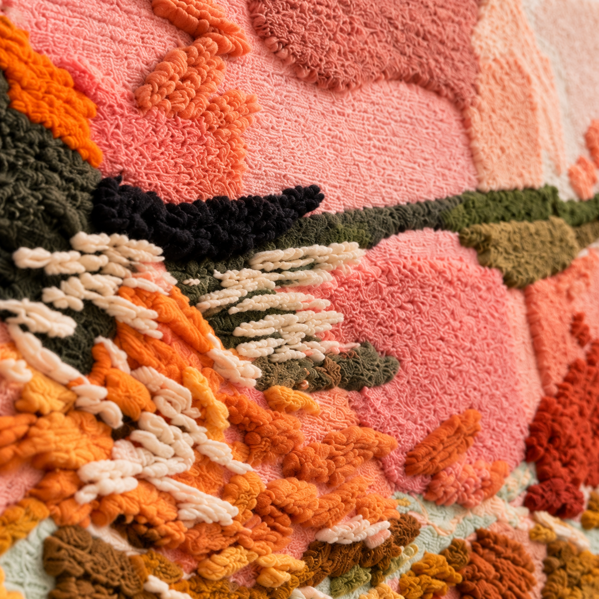 Autumn Canopy Glow — tufted wool texture detail