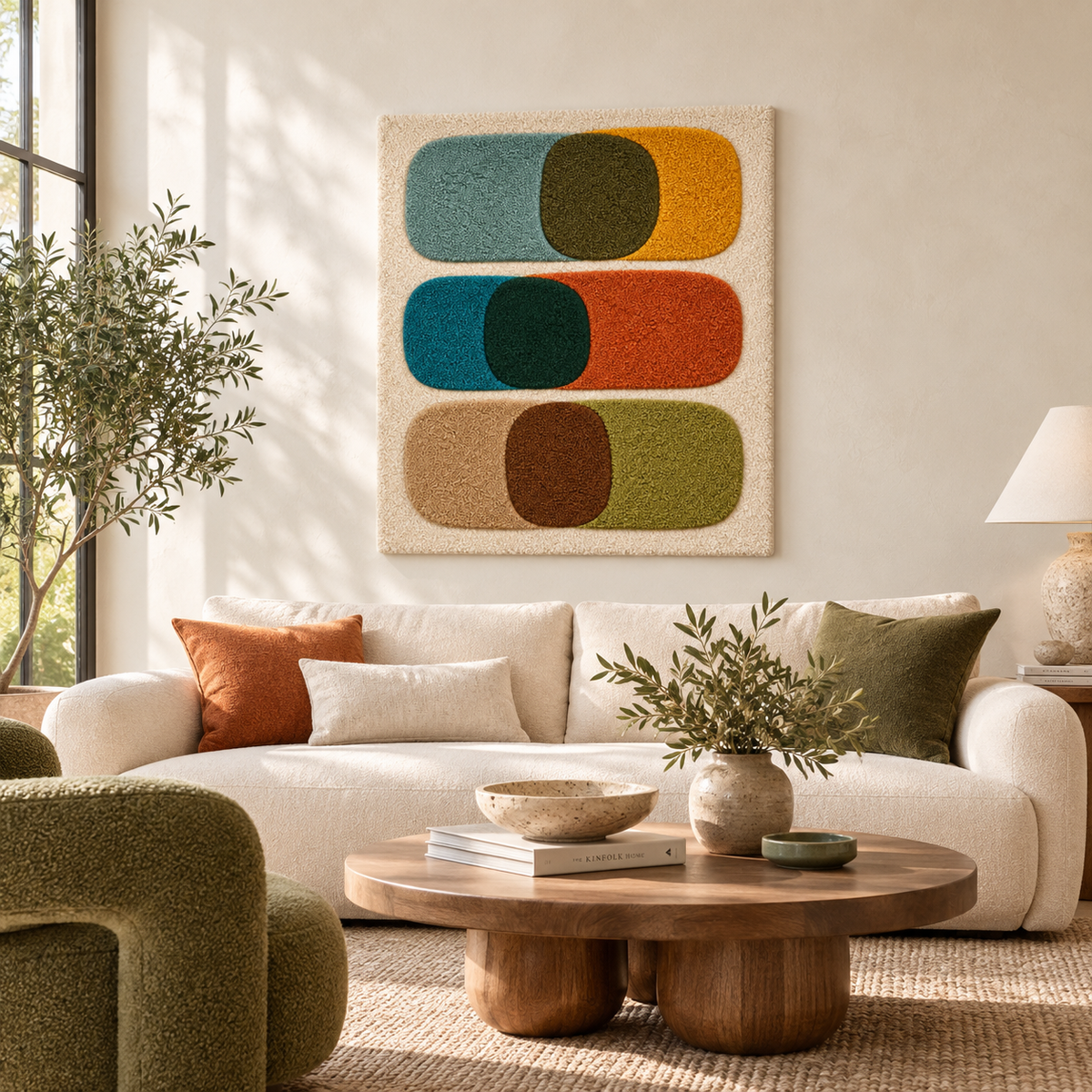 Hewn Earth Autumn Capsule Intersections wall art featuring warm autumn tones and geometric designs for modern home decor.