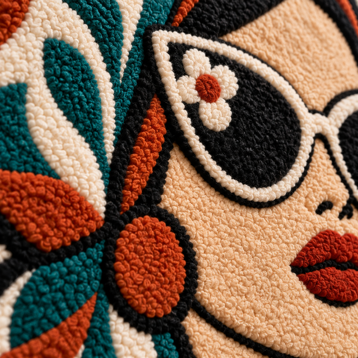 Autumn Cat-Eye Muse — tufted wool texture detail