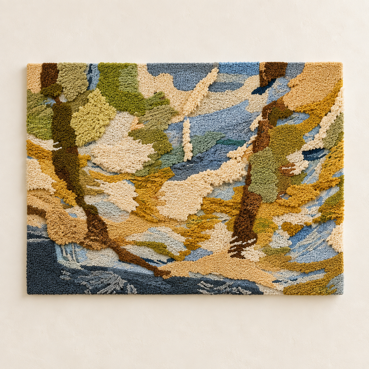 Hewn Earth Autumn Colour Currents wall art featuring vibrant autumn leaves and warm seasonal tones on a canvas.