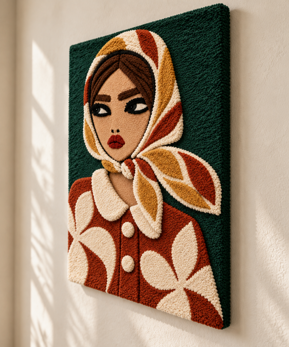 Autumn Kerchief Thoughtful Glance — angled relief view